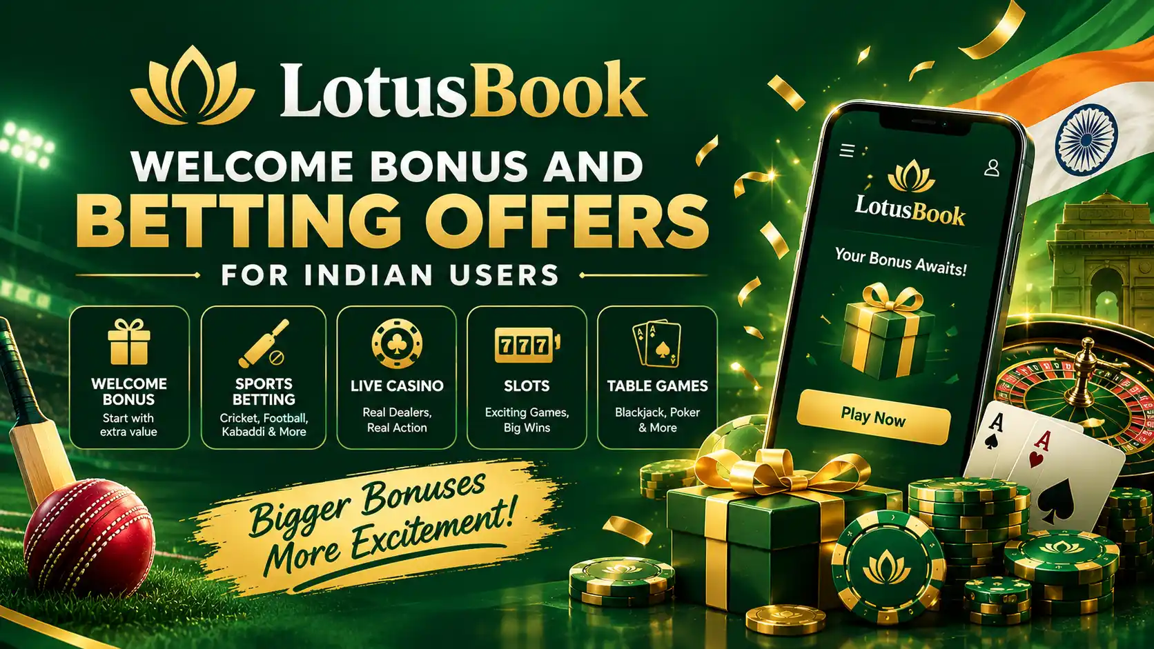 LotusBook welcome bonus and betting offers for Indian users